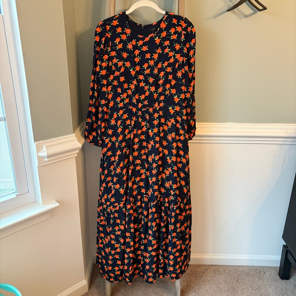 J. Crew Flowy Tiered Midi Dress is Poppy Fields Sz 6 - 1757
